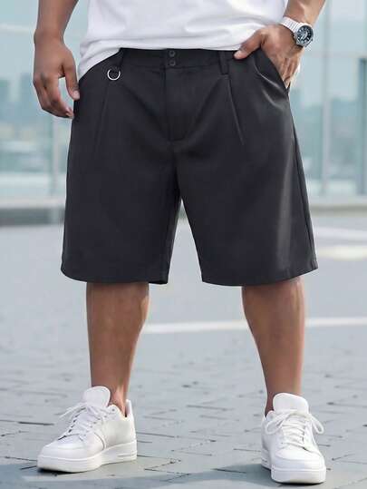 Manfinity Homme Plus size herenshorts met plooien, geschikt voor dagelijks gebruik, weekenduitjes, reizen, bijeenkomsten met vrienden, enz. Deze veelzijdige shorts zijn een essentieel item in de garderobe van elke man en een geweldig cadeau voor een vriend of echtgenoot.