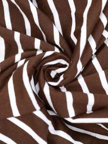 SHEIN LUNE Women's Casual Twist Striped Slit Dress - Brown - View 7