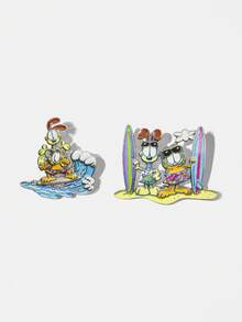 GARFIELD | SHEIN 新款創意卡通可愛胸針，IP聯名設計，可愛個性化，簡約大方，亦可用作飾品，適合各種派對、音樂會、節慶，精美禮物 - 白金 - 查看 3