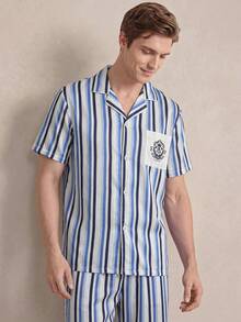 EverLounge 2026新款男士柔软舒适条纹长袖睡衣套装，四季皆居服 - 彩色 - 查看 5