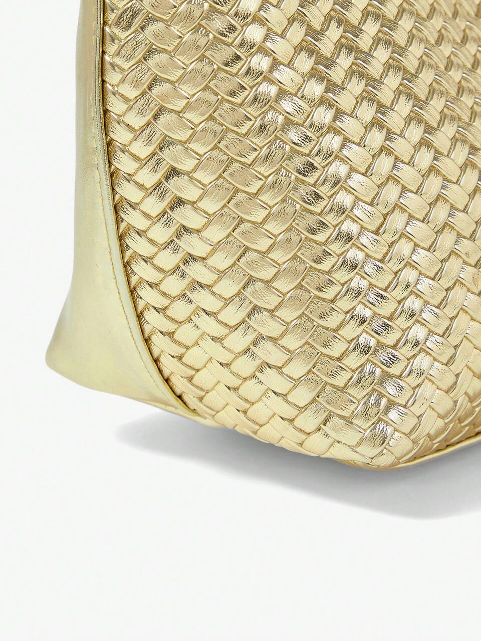 SHEIN Maija Ladies, Women Gold Woven Faux Leather Top Handle Bags, Hardware Handle, Classic, Fashionable, Elegant, Simple, Personalized, Versatile, Classic, For Commute, Office, Date, Daily, Shopping, Afternoon Tea