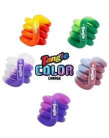 tangle 1个变色扭扭指尖玩具,温度感应光泽环,光滑圆润的节段,灵活的互锁式手部减压配件,便携式桌面专注神器 - 彩色 - 查看 3