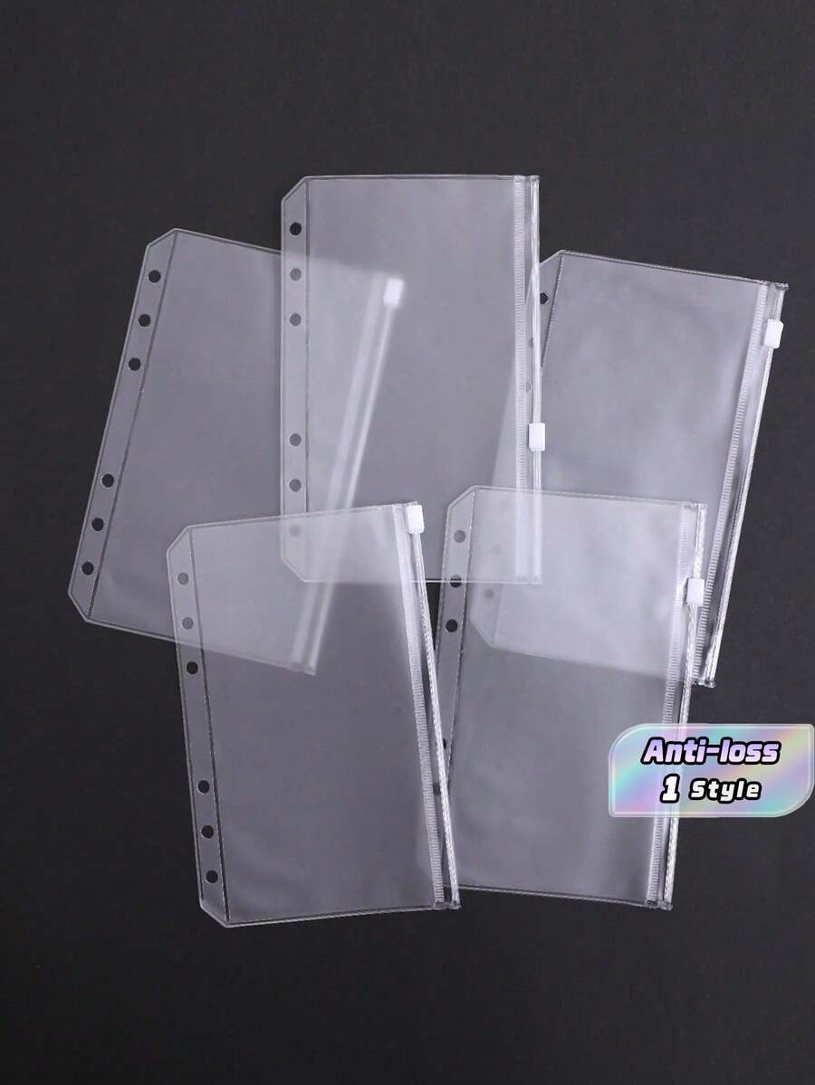 SHEIN A6,A5,A7 Or 2sets OfA6 Clear PVC ZipperBags - Clear - View 1