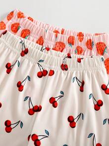 SHEIN 4件套女童可爱水果印花短袖短裤针织睡衣套装 - 彩色 - 查看 4