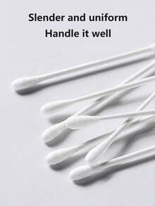 100pcs/Bag, Individually Wrapped, Travel Portable, Single Swab Is Portable To Carry, Double Headed Swab, One End Pointed And One End Rounded, Cleaning Make Up Remover Swab For Both Men And Women Accessories, Face Towel, Cotton Buds - White - View 14
