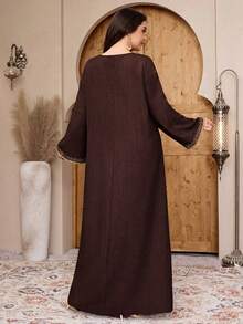Al Najma Plus Size Women's Turkish Maxi Dress & Arabic Traditional Abaya - Coffee Brown - View 2