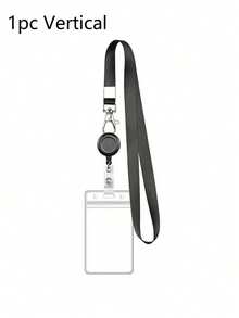 1/2/3/5pcs Retractable ID Card Badge Holder- Waterproof PVC Card Sleeve With Lanyard, For Teachers/Office Workers Back To School - Black - View 17