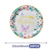 Light Pink Butterfly Crown Disposable Plates, Napkins And Cups Set, Serves 20 Guests. This Disposable Party Set (Including Plates, Napkins And Cups) Is Perfect For Birthday Parties, Weddings And Family Picnics. - View 7