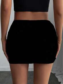 INAWLY Women's Sexy Mini Skirt, Spring/Summer - Black - View 2