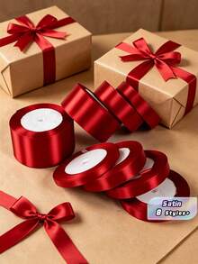 1 Roll Machine-Dyed Polyester Satin Ribbon For Gift,Candy, Cake, Flower Decoration (Slight Color DifferencePossible) - Burgundy - View 1