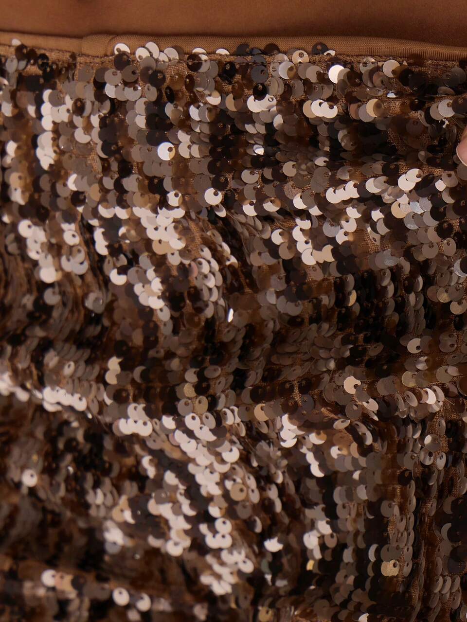 Brown Sequin Low Waist Fitted Mini Shorts
