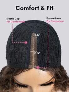 BreezeEase Water Wave Bob Wig Human Hair Glueless Lace Front Wigs For Women Mixed Brown Color Human Hair Wig Wear & Go Hair Wigs Curly Wig Side Part 10" Summer Elegant Casual Chic Y2K Party Wedding Graduation Prom Festival Formal Streetwear Boho Spring - S4 - View 5