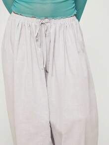 COUREZ Extreme Parachute Linen Trousers/Y2K Summer Outfits For Women Grey Trousers Casual Bottoms Festival Party Spring - Grey - View 6