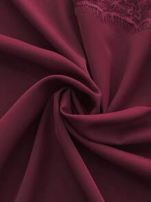 Juhart Plus Size Women's Lace Patchwork Halter Neck - Burgundy - View 8