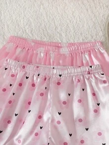 SHEIN 4件套花卉爱心印花女童幼儿开衫睡衣套装 - 淺粉色 - 查看 4