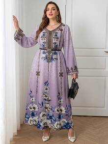 Al Najma Plus Size Casual Modest Minimalist Arabic Style Dress Wedding Summer - Multicolor - View 5