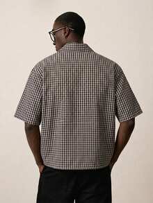 STYNVO Men's Fashionable Versatile Striped Pocket Single-Breasted Shirt - Coffee Brown - View 2