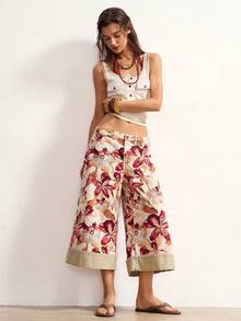 Bohemela Quần nữ dáng rộng, dệt họa tiết, phối nhiều mảnh, kiểu dáng thường ngày. - Hồng - Xem 7