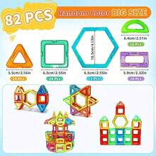 MINKOJA Large Magnetic Building Blocks - STEM Toys Construction Set, Includes DIY Magnets, Educational Magnets, Random Colors, Birthday Gift - Multicolor - View 6