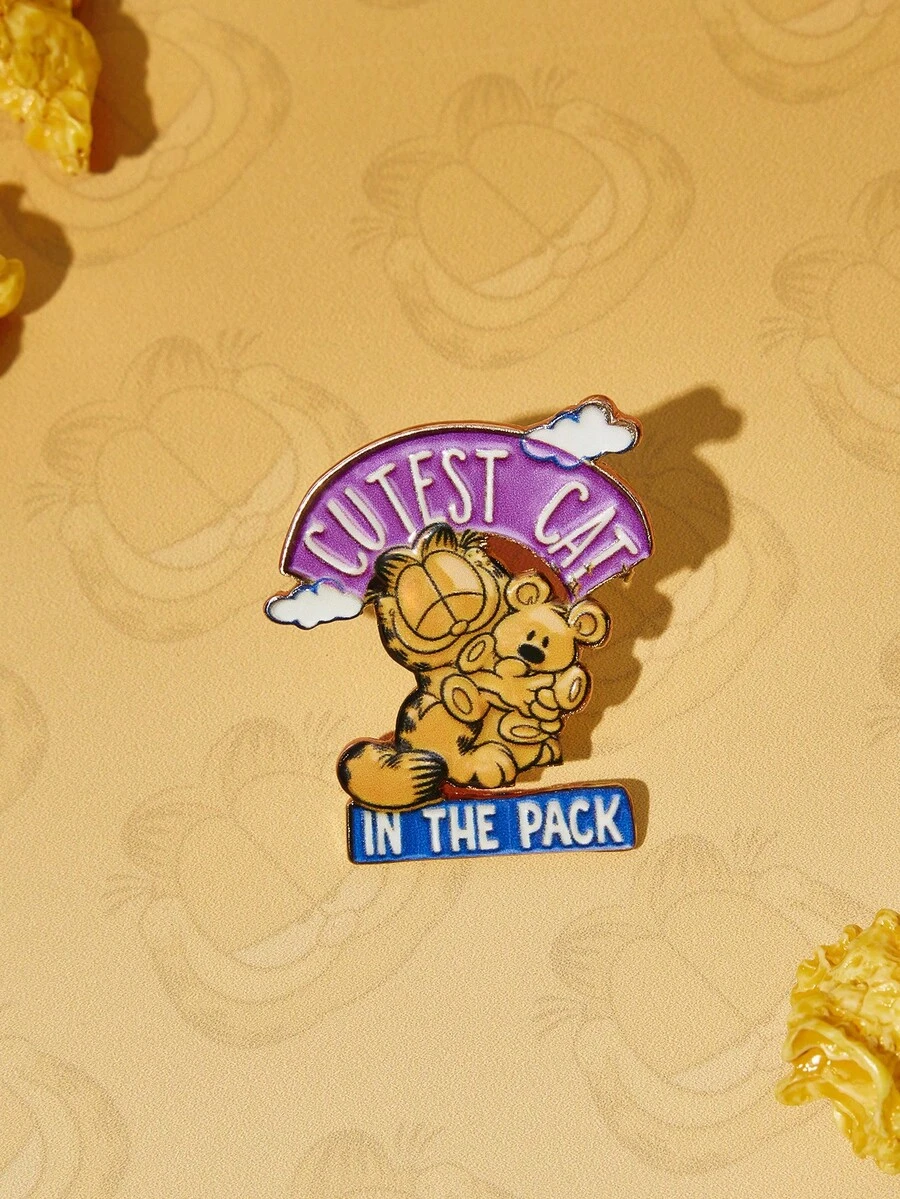 GARFIELD | SHEIN 1件新款創意卡通圖案胸針,IP聯名設計,可愛個性化,簡約大方,亦可作為配件使用,適合各種派對、音樂會、節日,精美禮物 - 彩色 - 查看 1