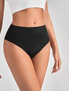 Bralution Women's Casual Comfy High Waisted Black Briefs With High Stretch Fabric - Black - View 8