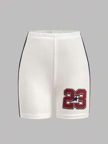 Bộ 2 món áo thun dệt kim in số 67 phong cách retro mềm mại + quần legging cho bé gái tuổi teen mùa hè, trang phục thời trang thường ngày đa năng đi chơi, du lịch, cắm trại, chụp ảnh, phối đồ gia đình - Nhiều màu - Xem 8
