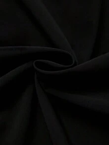 GlowEve CURVE 大码女式优雅撞色拼接衬衫领短袖连衣裙，单排扣金属纽扣腰部A字中长连衣裙，适合休闲、通勤和日常穿着 - 黑色 - 查看 3