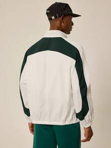 Tonviero Men's Casual Sports Style Letter Print Contrast Color Stand Collar Zip-Up Long Sleeve Jacket, Autumn Jersey Jacket Crop Jacket Men 90s Sporty Men Cropped Zip Up Men Track Jacket Football - Multicolor - View 2