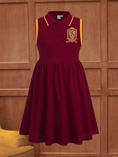 HARRY POTTER X SHEIN Tween Girl Contrast Trim Sleeveless Casual Summer Dress