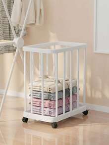1pc High-End Movable Laundry Basket With Yoga Mat Storage, Large Capacity Dirty Clothes Hamper With Wheels For Bathroom, Multipurpose Storage Basket - Multicolor - View 14