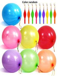 MINKOJA 10/20/30/50/100 Pieces 18-Inch Punch Balloons Heavy Duty Punch Balloons With Rubber Band Handles, Fun Bouncing Balloons For Birthday Party Decorations (Random Colors), Christmas - multicolor - View 1