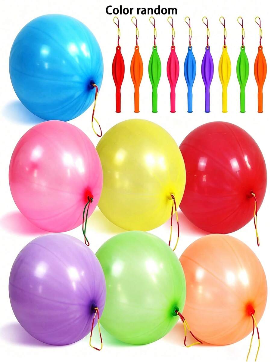 MINKOJA 10/20/30/50/100 Pieces 18-Inch Punch Balloons Heavy Duty Punch Balloons With Rubber Band Handles, Fun Bouncing Balloons For Birthday Party Decorations (Random Colors), Christmas - multicolor - View 1