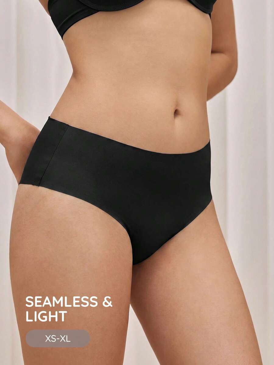 Bralution Women's Casual Comfy High Waisted Black Briefs With High Stretch Fabric - Black - View 1