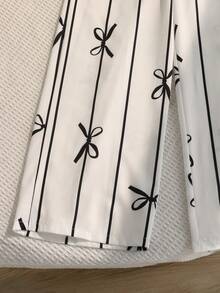Set de 2 piezas Conjunto de verano para niñas con parte superior sin mangas con volantes en la espalda y pantalones con estampado de mariposas, casual y versátil, adecuado para vacaciones, salidas, compras, ir y venir - Negro - Ver 6
