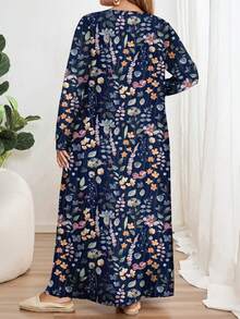 EMERY ROSE Plus Size Long Sleeve Round Neck Dress, Suitable For Autumn/Winter Summer Outfit For Women  Casual Dresses For Women - Multicolor - View 2