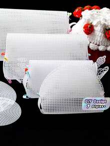 Hojas de rejilla de plástico transparente, material de artesanía DIY para hacer bolsos con diseño de tweed personalizable, suministros para hacer bolsos, diseño de bordado con motivos de animales - Como se muestra - Ver 1