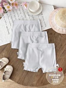 SHEIN Vintaside Kids 3 件套女婴 0-3 岁春夏新款休闲运动针织罗纹柔软纯色三件套修身短裤，适合室内外穿着 - 彩色 - 查看 2