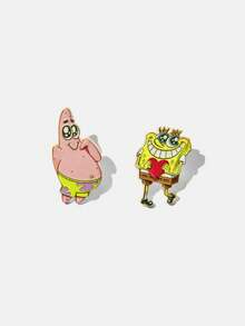 SpongeBob SquarePants | SHEIN 一套全新創意卡通水下動物胸針，IP聯名設計，可愛個性化，簡約大方，亦可用作飾品，適合各種派對、音樂會、節慶，精美禮物 - 彩色 - 查看 3