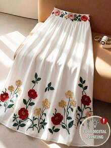 GlowEve Chân váy chữ A nữ, chân váy in hoa, eo chun, thích hợp mặc thường ngày/đi nghỉ mát, họa tiết hoa hồng, mẫu mới mùa hè, chân váy thanh lịch, váy dự tiệc, váy đi nghỉ mát, chân váy duyên dáng, chân váy đi biển, trang phục tốt nghiệp, trang phục công sở thời trang. - Nhiều màu - Xem 6