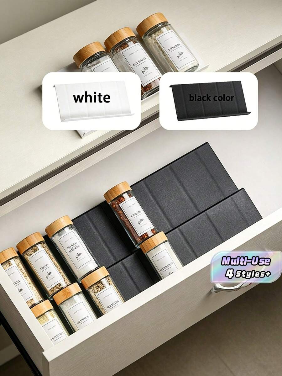 2个/4个装透明亚克力调料抽屉收纳盒,透明亚克力抽屉式调味料收纳盒,厨房调料架及抽屉收纳(不含罐子)。2个装/4个装/8个装白色/黑色PP材质抽屉式调料收纳盒,厨房调料架及抽屉收纳(不含罐子)。 - 彩色 - 查看 1