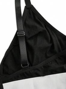 SHEIN 大码女士撞色休闲舒适内衣套装 - 黑與白 - 查看 7