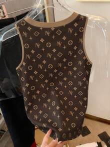 Resyla Women's Casual Fashionable Daily Commute All-Over Print Trim Tank Top, Summer - Multicolor - View 2