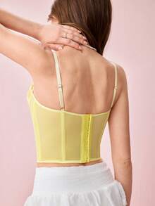 Bonmuse 1 pieza Top moldeador de cintura de moda para mujer - Bustier de encaje sexy moldeador adecuado para fiesta/viajes/vacaciones (Navidad, Día de San Valentín, Halloween) para verano - Amarillo - Ver 2