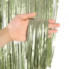1/2/3 Piecesgreen Foil Curtains, Elegant And Unique, Suitable For Decorations Of Halloween, Christmas, Weddings, Birthday Party Backdrops And Photo Booths - Multicolor - View 4