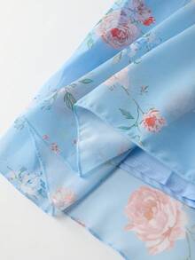 Franclia Chân váy xếp ly bằng vải chiffon họa tiết hoa màu xanh dương dành cho nữ, kiểu dáng suông cạp cao, chất liệu mềm mại, hàng mới về mùa hè 2026. - Màu xanh nhạt - Xem 4