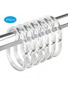 24pcs Shower Curtain Hooks Rings, Plastic Shower Curtain Rings, Curtain Hooks For Bathroom Shower Rod, Shower Hooks Rings Loops For Shower Curtain Home Bathroom Decor Fall Decor Bathroom Accessories Back To School - Multicolor - View 8