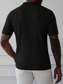 HUEFORM Men's Solid Color Short Sleeve Casual/Business Polo Shirt - Black - View 2