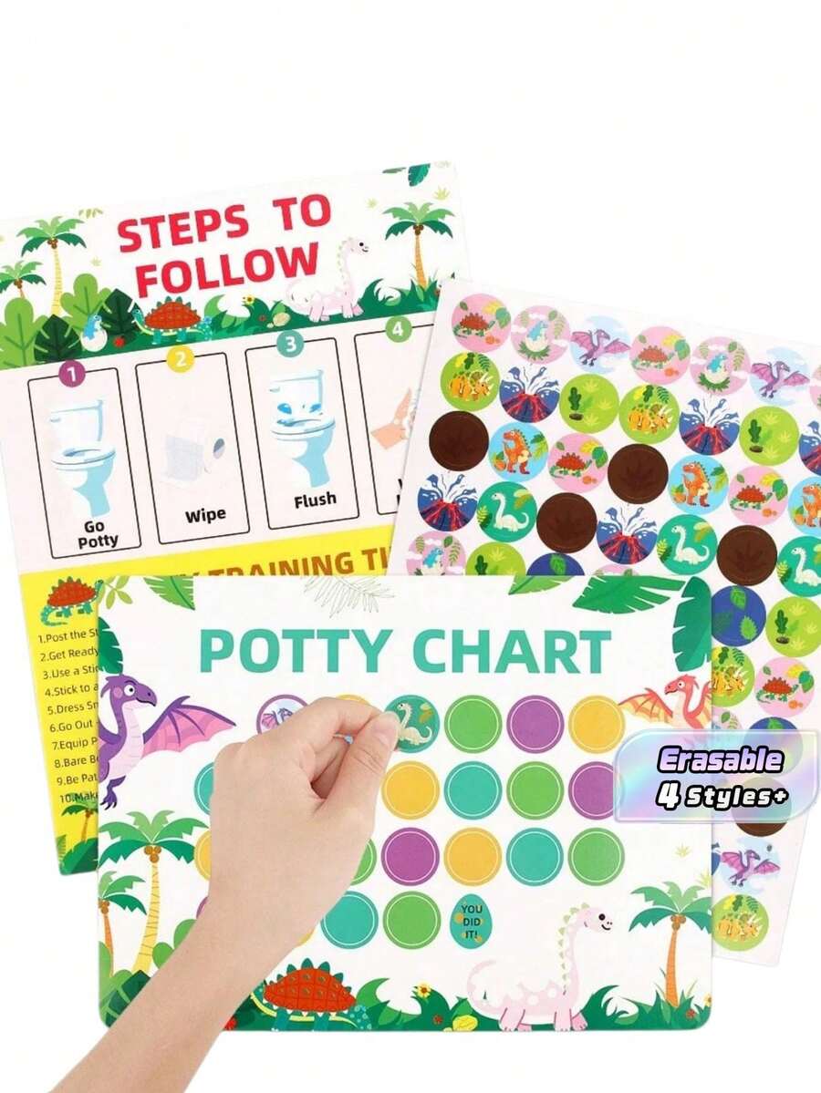 Toilet Training Reward Chart Stickers, Waterproof, Easy To Wipe, Reusable, Suitable For Toilet Training Progress Tracking Tools. - Multicolor - View 1