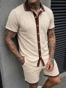 Manfinity CasualCool Bộ áo sơ mi ngắn tay nam kiểu dáng thường ngày, mùa hè. - Màu Khaki - Xem 7