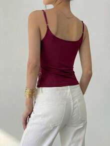 Aloruh Damen neue Spitze & Pailletten Splice sexy Cami Top, Alltagskleidung - Bordeaux - Übersicht 2